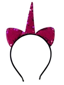 Flip Sequin Hot Pink Unicorn Girls Headband Ears, Kid Or Adult Size Costume Accessories