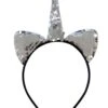 Flip Sequin Silver Unicorn Girls Headband Ears, Kid Or Adult Size Costume Accessories -Little Loom Store Flip Sequin Unicorn Silver