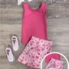 Floral Pop Girls Hot Pink Tank Top & Skort Yoga Set