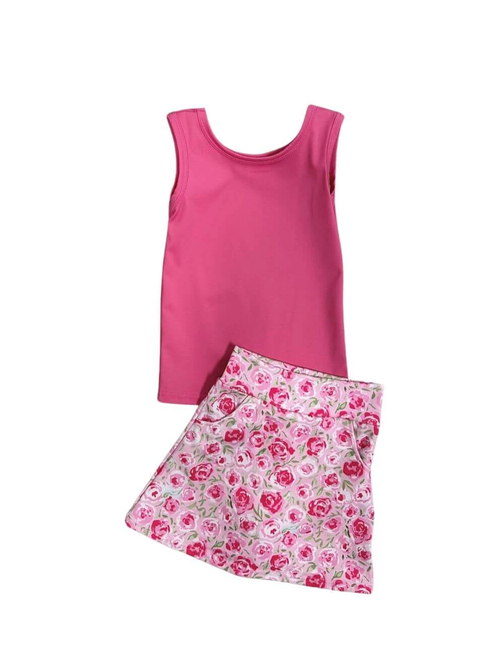 Floral Pop Girls Hot Pink Tank Top & Skort Yoga Set 6 Floral Pop Girls Hot Pink Tank Top & Skort Yoga Set - Image 4
