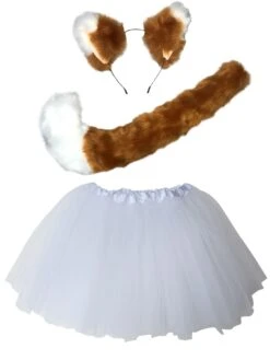 Fox Costume Set For Adults & Plus Size – Fox Ears Headband, Tail & Tutu Skirt – Halloween & Cosplay Dress-Up