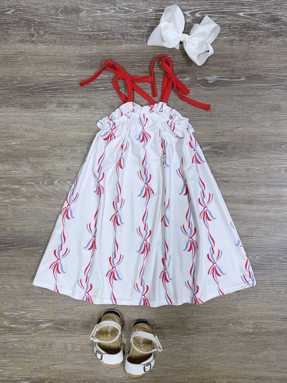 Freedom & Bows Girls Patriotic Tie Tank Dress 3 Freedom & Bows Girls Patriotic Tie Tank Dress