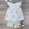 Frog Princess Light Green Girls Ruffle Trim Shorts Outfit -Little Loom Store FrogPrincessLightGreenGirlsRuffleTrimShortsOutfit