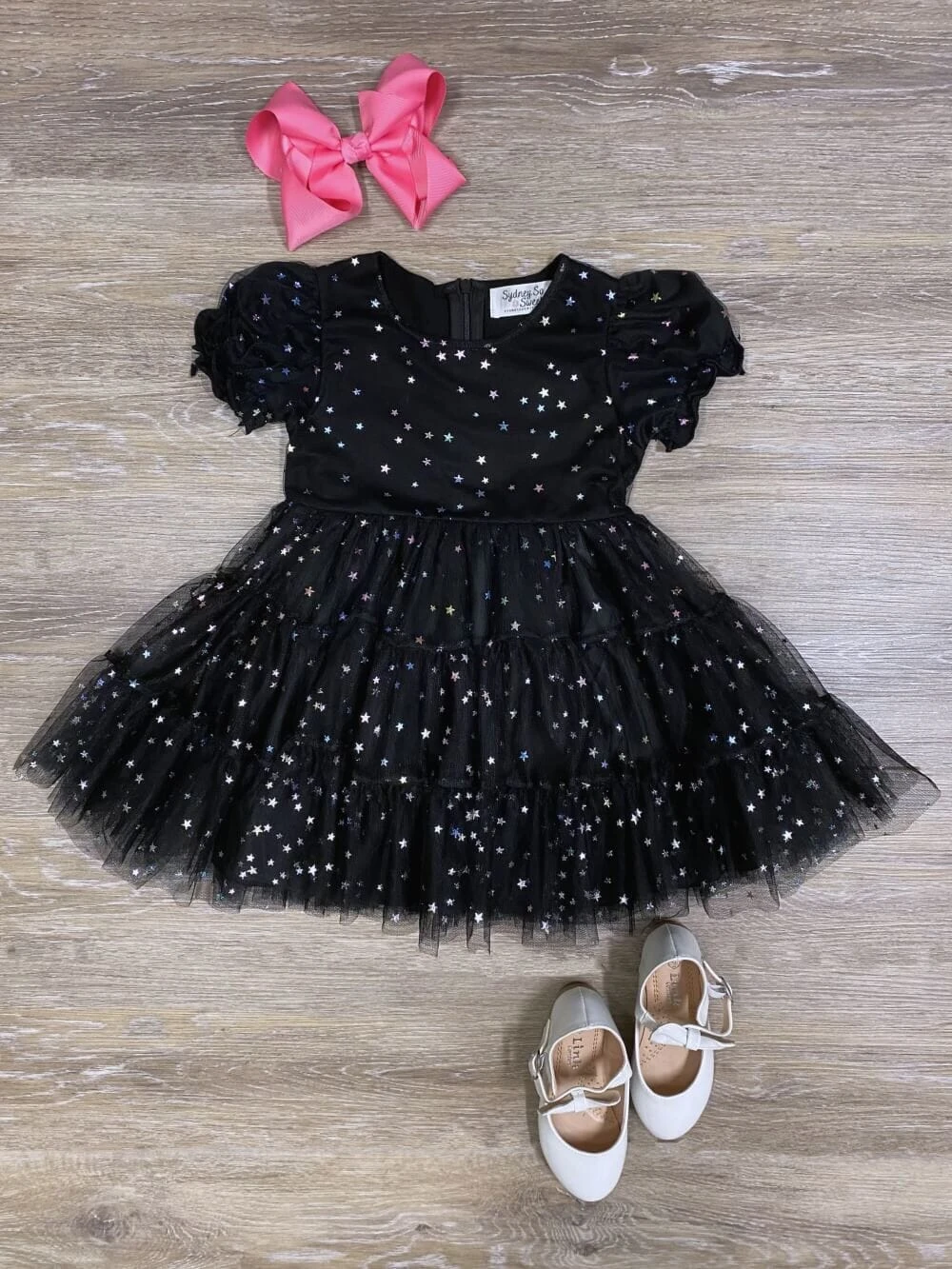 Girls Night Out Black Chiffon & Stars Special Occasion Dress 3 Girls Night Out Black Chiffon & Stars Special Occasion Dress