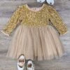 Gold Sequin Velvet & Chiffon Girls Special Occasion Tutu Dress -Little Loom Store GoldSequinVelvet ChiffonGirlsSpecialOccasionTutuDress2