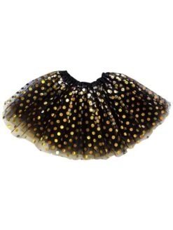 Black & Gold Polka Dot Tutu Skirt – Costume Tulle Skirt For Girls, Women & Plus Sizes