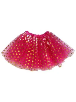 Hot Pink & Gold Polka Dot Tutu Skirt – Costume Tulle Skirt For Girls, Women & Plus Sizes