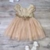 Golden Sequin Bow Tulle Fancy Or Special Occasion Girls Tutu Dress 2 Golden Sequin Bow Tulle Fancy Or Special Occasion Girls Tutu Dress -Little Loom Store GoldenSequinBowTutuDresss