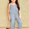Gray Soft Chambray Two-Piece Girls Set -Little Loom Store GraySoftChambrayTwo PieceGirlsSet
