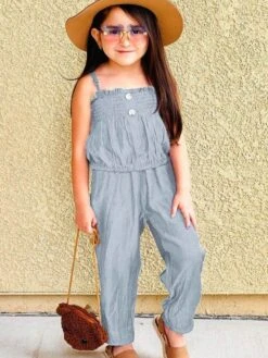 Gray Soft Chambray Two-Piece Girls Set