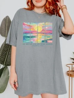 His Mercies Are New Bible Verse Christian Unisex Comfort Colors Graphic T-Shirt -Little Loom Store Gray Mercies