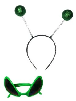 Alien Headband Set - Green Alien Headband Antennas & Alien Eyes Sunglasses