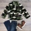 Green Camo Minky Plush Fleece Quarter Zip Top -Little Loom Store GreenCamoMinkyPlusFleeceQuarterZipTop