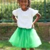 Green Tutu Skirt For Girls – 3-Layer Tulle Ballet, Dance, And Dress-Up Costume Skirt -Little Loom Store Greenc 1 1