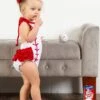 Baseball Stitch Red Halter Bubble Baby Romper -Little Loom Store HadleyBaseballStitch1c 1
