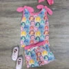 Happy Vibes Girls Rainbow Tank Top & Shorts Outfit -Little Loom Store HappyVibesGirlsRainbowTankTop ShortsOutfit