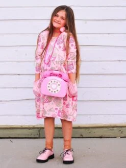 Fries Before Guys Pink Hearts Girls Skater Dress -Little Loom Store HarlowFriesDress