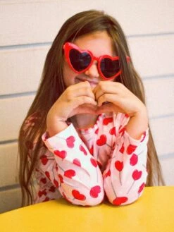 Heart Sucker For You Gingham Pocket Pink Girls Skater Dress -Little Loom Store HarlowHeartSuckerDress3