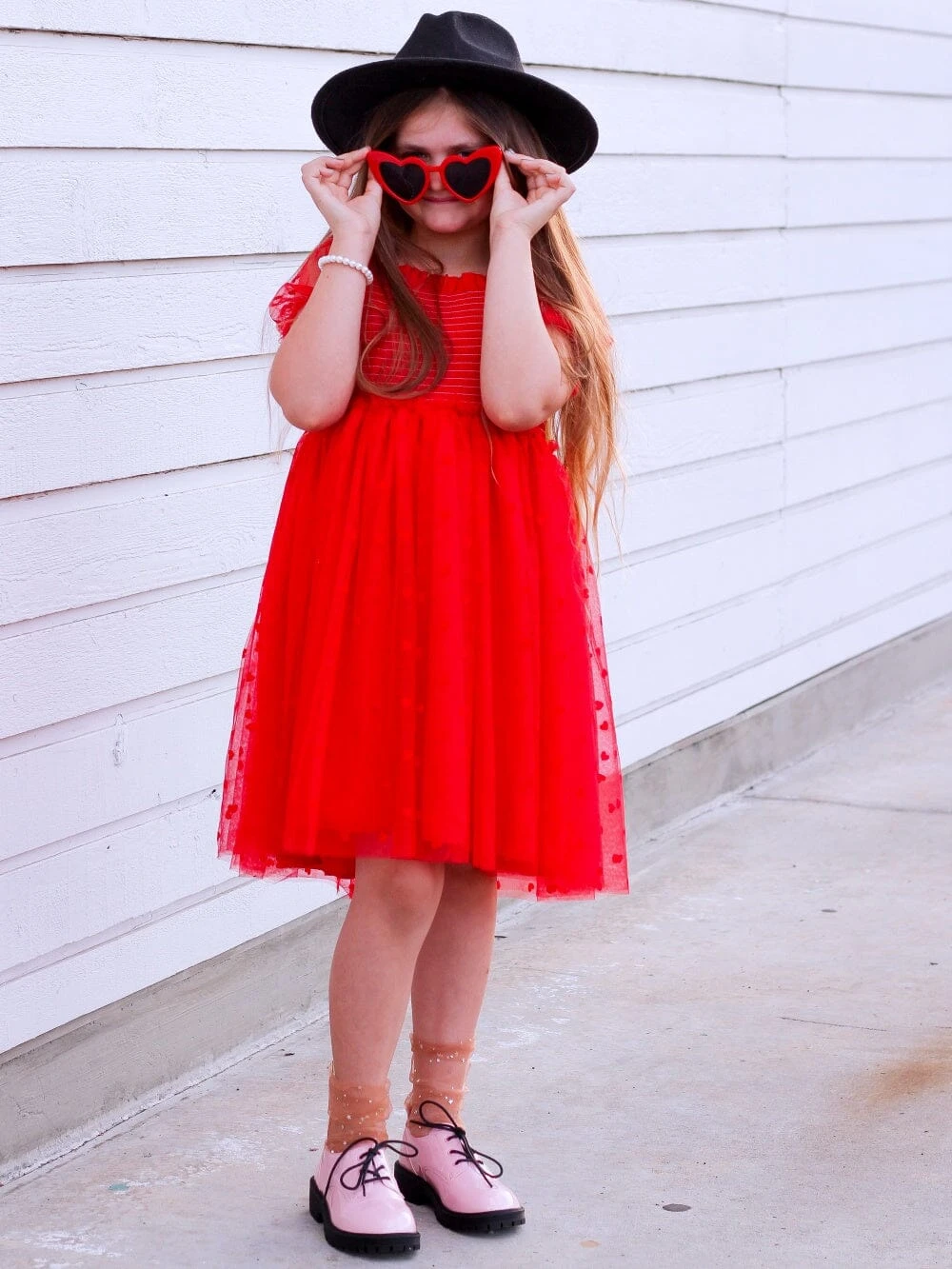 Red Heart Tulle Chiffon Special Occasion Girls Tutu Dress 5 Red Heart Tulle Chiffon Special Occasion Girls Tutu Dress - Image 3