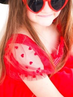 Red Heart Tulle Chiffon Special Occasion Girls Tutu Dress 13 Red Heart Tulle Chiffon Special Occasion Girls Tutu Dress -Little Loom Store HarlowRedHeartsDress4