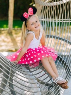 Polka Dot Mouse Costume - Girls Neon Pink Polka Dot Mouse Tutu Kids Costume Set