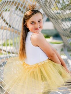 Gold Crown Girls Princess Costume - Complete Kids Costume Set With Tutu & Crown Headband