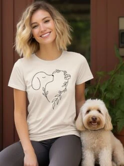 Heart Dog Line Drawing Dog Mom Valentine's Day Short Sleeve Graphic T-Shirt