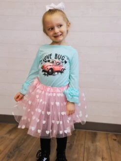 Pink Heart Valentine's Day Tutu Skirt Costume For Toddler, Girls, Women, Plus