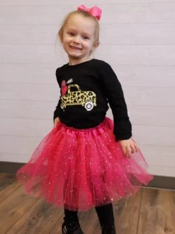 Hot Pink Sequin Heart Tutu Skirt Costume For Toddler, Girls, Women, Plus -Little Loom Store HeartTutuSequinHotPink