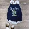 He Is Risen Blue Plaid Boys Easter Baby Bubble Romper