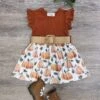 Hello Pumpkin Girls Short Sleeve Belted Dress -Little Loom Store HelloPumpkinGirlsShortSleeveBeltedDress
