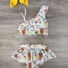 Highland Cow 2 Piece Girls Skirted Swimsuit Set -Little Loom Store HighlandCow2PieceGirlsSkirtedSwimsuitSet