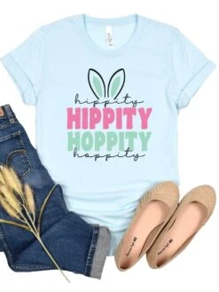 Hippity Hoppity Bunny Adult Short Sleeve T-Shirt For Spring & Easter