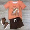 Hooked On Fishing Boys Orange T-Shirt & Shorts Outfit 1 Hooked On Fishing Boys Orange T-Shirt & Shorts Outfit -Little Loom Store HookedonFishingBoysOrangeT Shirt ShortsOutfit