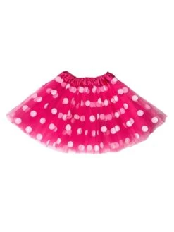 Neon Pink & White Polka Dot Tutu Skirt – 3 Layer Tulle Skirt For Kids & Adults – Costume, Dance, Dress-Up
