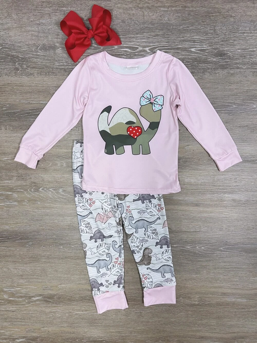 I Love Dinosaurs Pink Girls Long Sleeve Pajamas 3 I Love Dinosaurs Pink Girls Long Sleeve Pajamas