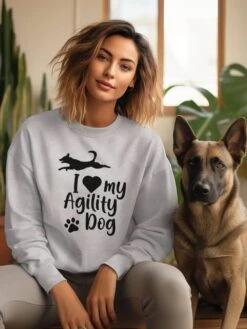I Love My Agility Dog Cotton Women's Long Sleeve Graphic Sweatshirt 14 I Love My Agility Dog Cotton Women's Long Sleeve Graphic Sweatshirt -Little Loom Store ILoveMyAgilityDogSweatshirtAsh
