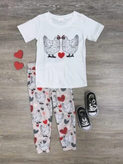 I Peck You To Be My Valentine Girls Or Boys Chicken Joggers Outfit