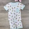 Ice Cream All Night Girls Short Sleeve Pajama Set -Little Loom Store IceCreamAllNightGirlsShortSleevePajamaSet
