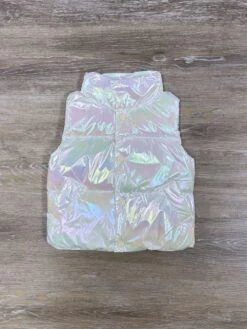 Girls Iridescent Puffer Vest - White