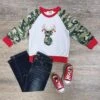 Jingle Deer Boys Camo Raglan Pullover Top -Little Loom Store JingleDeerBoysCamoRaglanPulloverTop