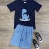 Jurassic Vibes Boys Dinosaur Shorts Outfit -Little Loom Store JurassicVibesBoysDinosaurShortsOutfit