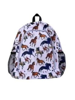 Just Horsing Around Kids' School Backpack -Little Loom Store Just Horsing Around Kids School Backpack White