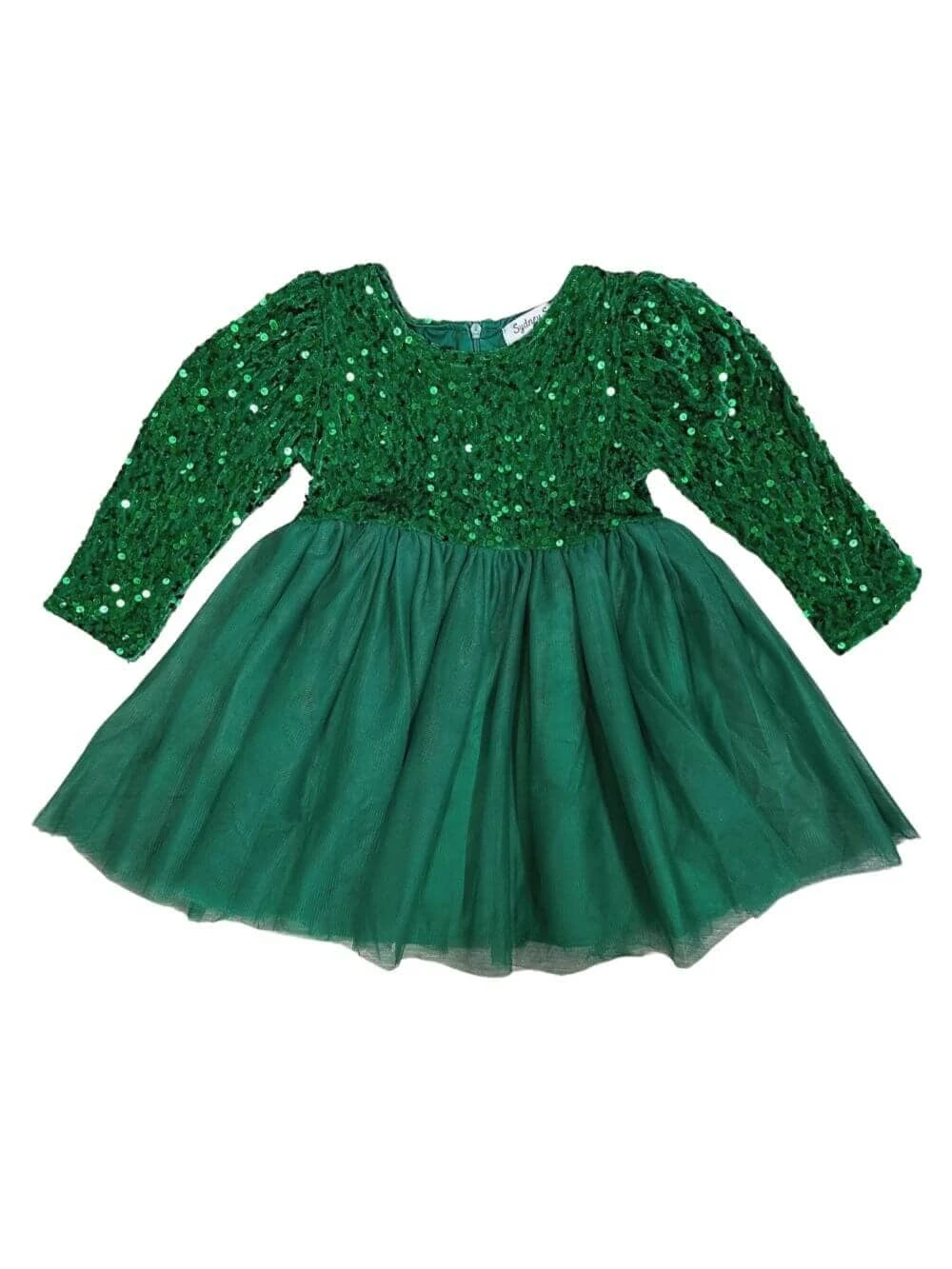 Kelly Green Sequin & Velvet Girls Chiffon Tutu Dress 4 Kelly Green Sequin & Velvet Girls Chiffon Tutu Dress - Image 2