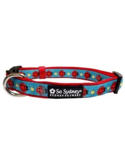 Ladybug Summer Blue & Red Cute & Comfy Dog Collar