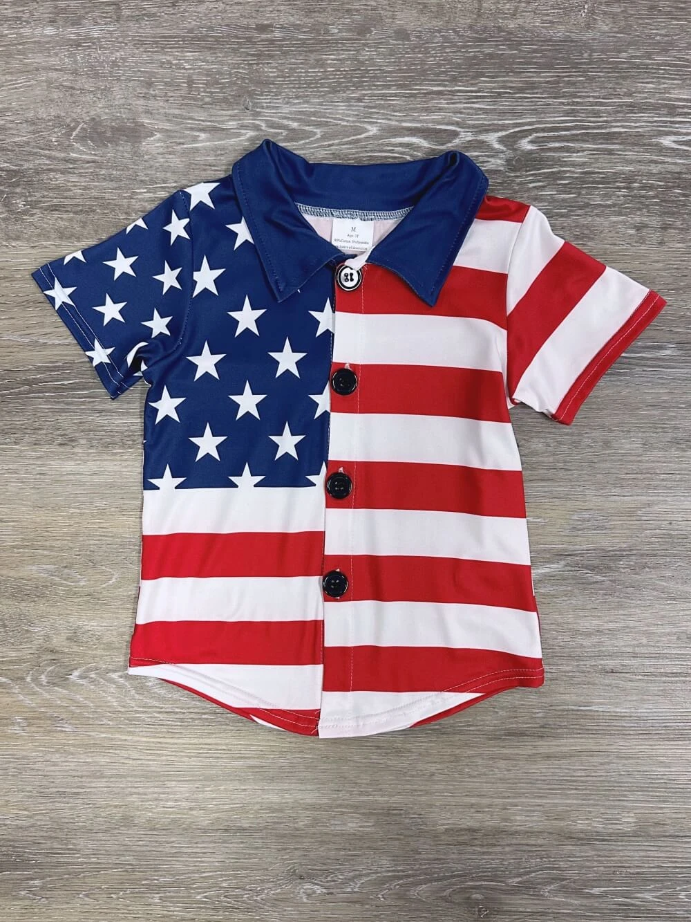 Land Of The Free Boys USA Flag Print Button Down Top 3 Land Of The Free Boys USA Flag Print Button Down Top