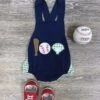 Lil’ Slugger Boys Navy & Green Baby Baseball Romper -Little Loom Store Lil SluggerBoysNavy GreenBabyBaseballRomper