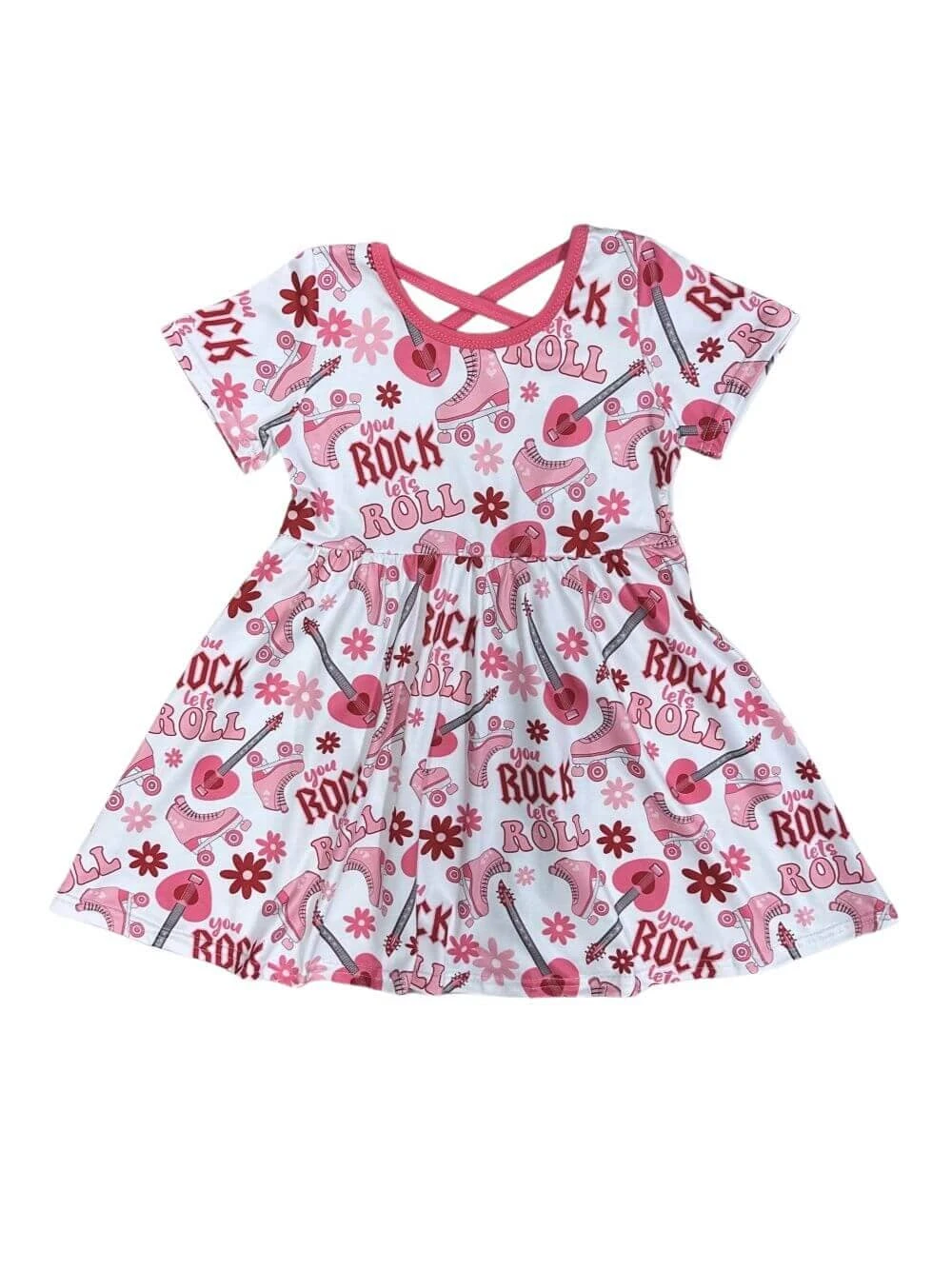 Love Rocks Girls Short Sleeve Guitar & Roller Skates Dress 4 Love Rocks Girls Short Sleeve Guitar & Roller Skates Dress - Image 2