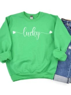 Lucky Shamrock St. Patrick's Day Unisex Heavy Blend™ Crewneck Sweatshirt - 8 Colors -Little Loom Store LuckyIrishGreen