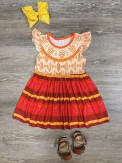 Enchanted Charm Red & Gold Girls Dress
